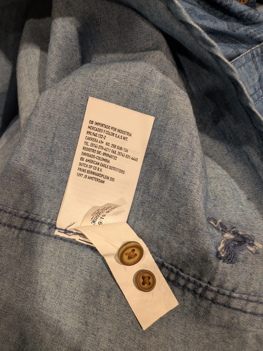 American Eagle Men’s M Chambray Southwestern Print Popover Shirt 100% Cotton - Picture 5 of 7